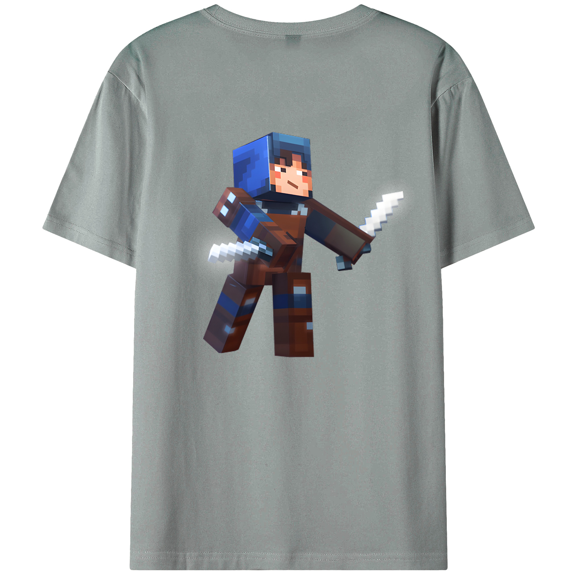 （画像用） マインクラフト ブロックの世界 Minecraft MC Block world 綿100％ メンズ半袖Tシャツ（バックプリント） 通気性